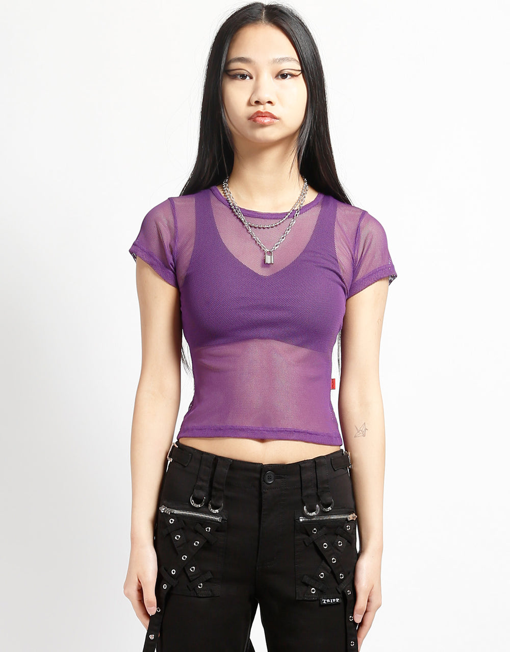 BABY TEE FISHNET PURPLE