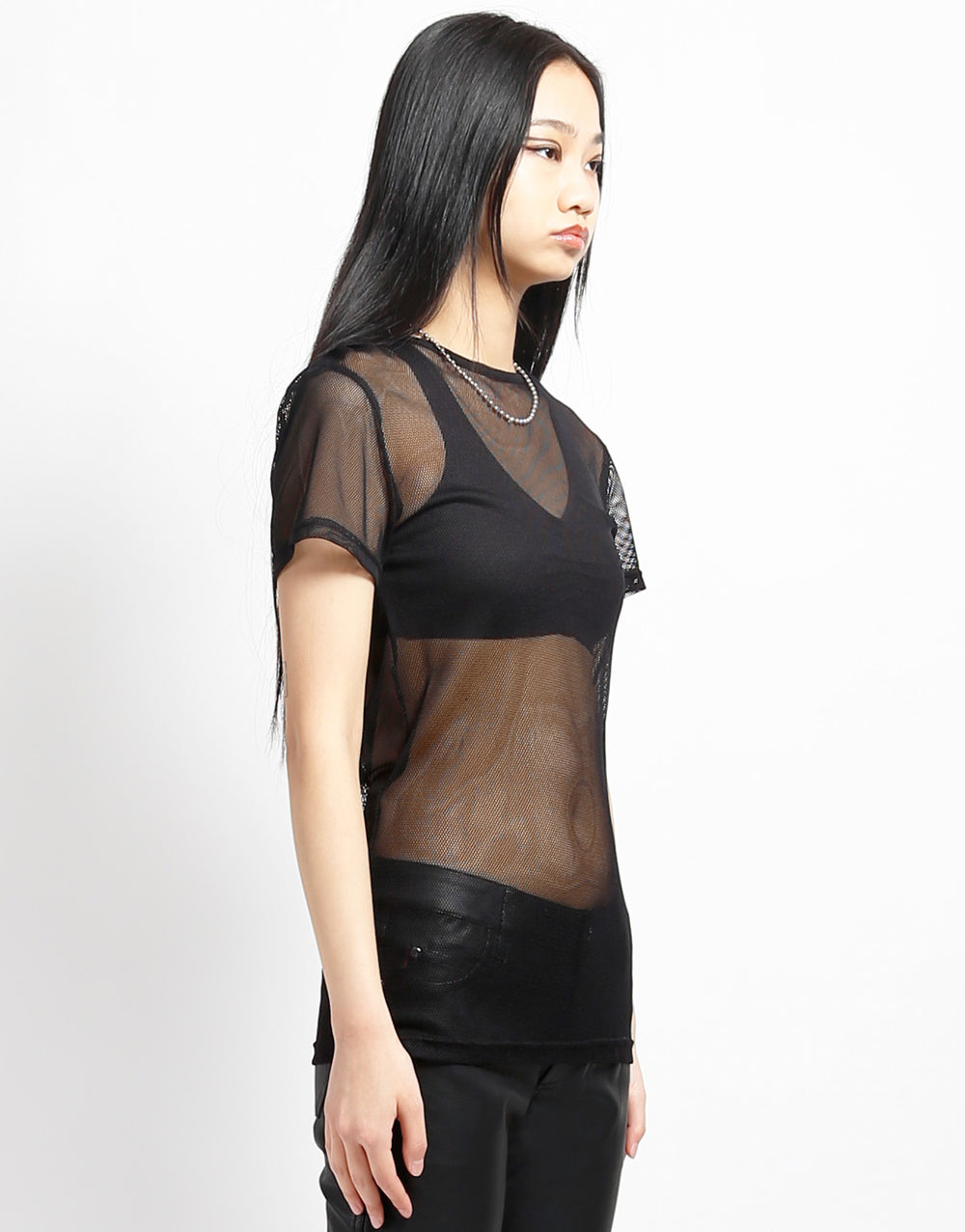 SHORT SLEEVE FISHNET BLACK