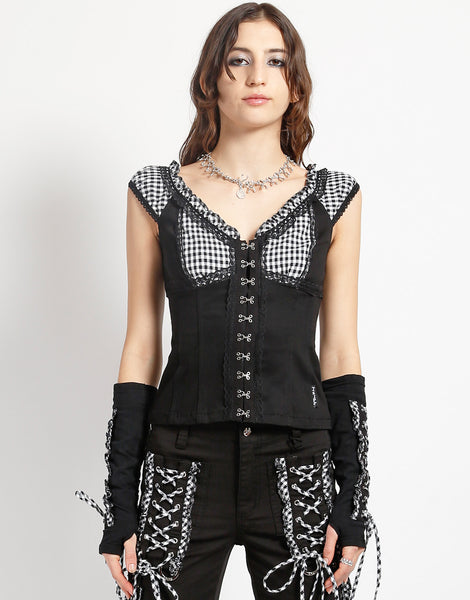 TRIPP NYC - CURVE CAP SLEEVE SKULL EMBROIDERY CORSET