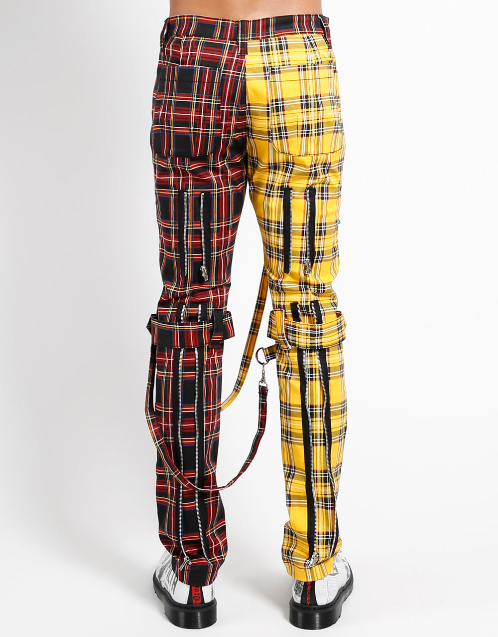 SPLIT LEG BONDAGE PANT YELLOW/BLACK PLAID