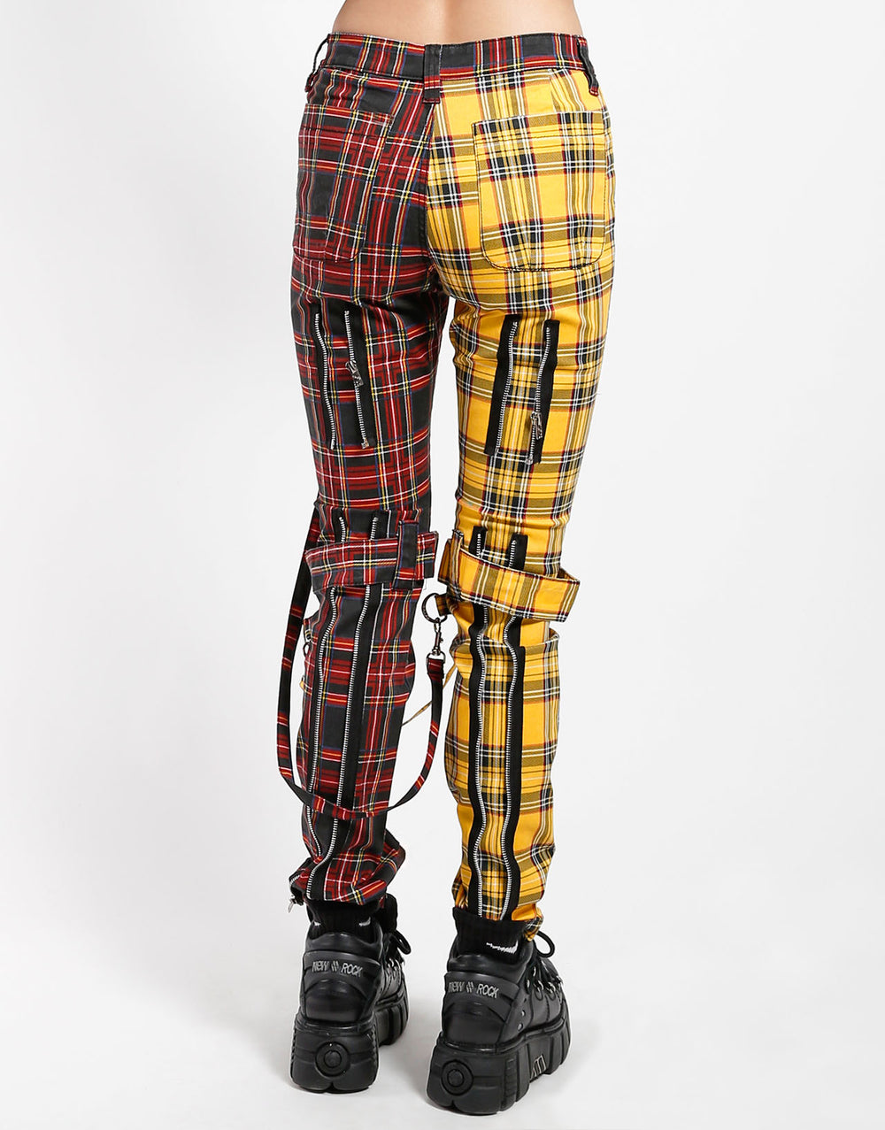 SPLIT LEG BONDAGE PANT YELLOW/BLACK PLAID