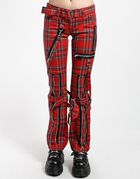 Tripp Nyc Mens Trouser Red Plaid Pants Punk TRIPP NYC BONDAGE PANT