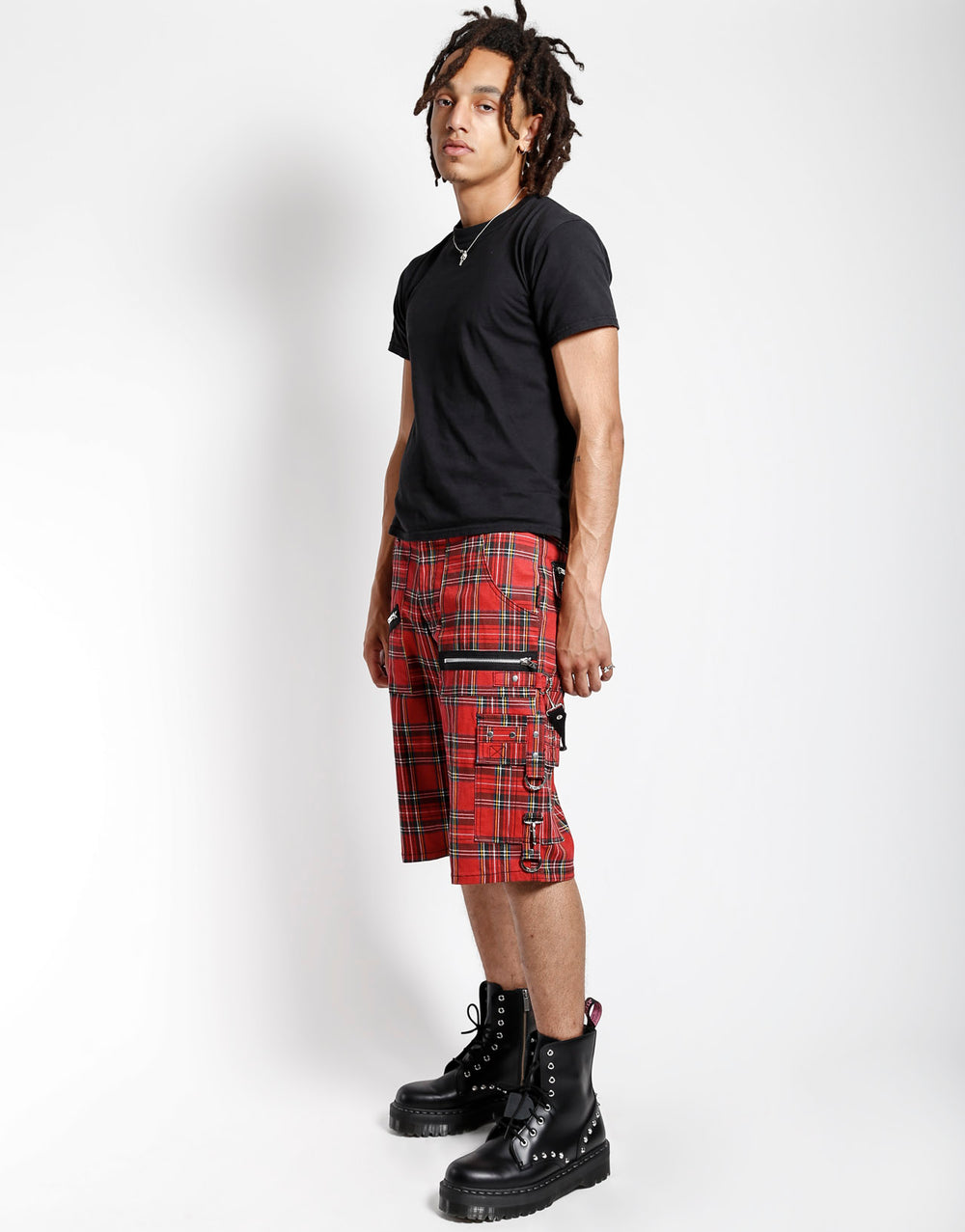 PLAID PUNK SHORT RED PLAID