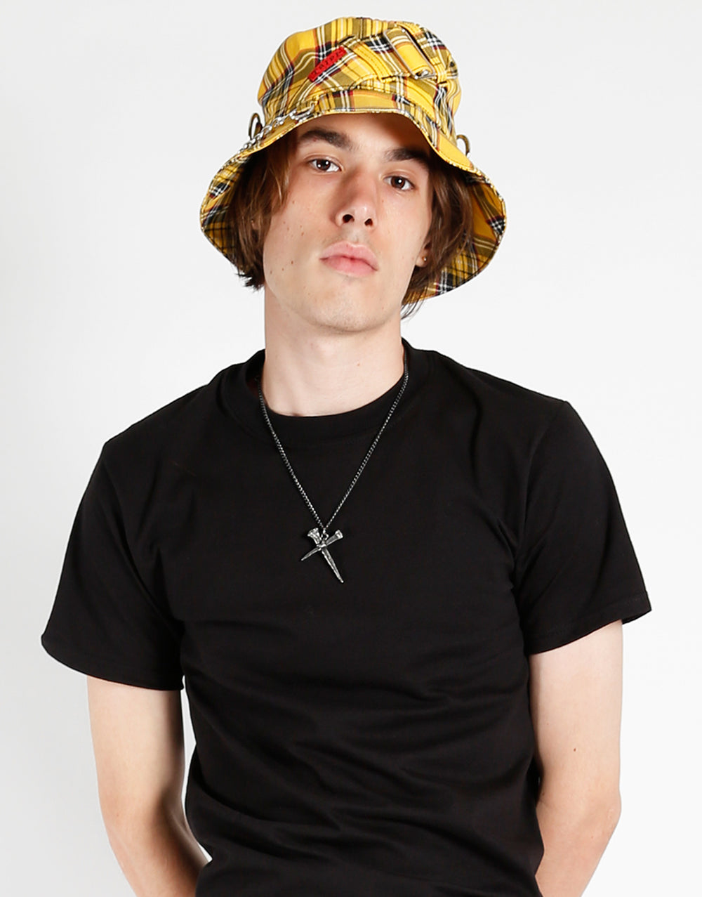 BONDAGE BUCKET HAT YELLOW PLAID