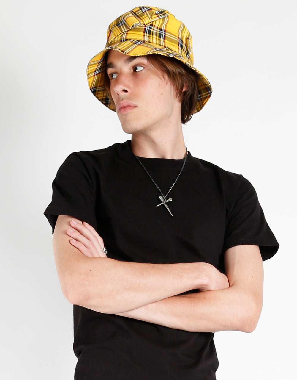 BONDAGE BUCKET HAT YELLOW PLAID