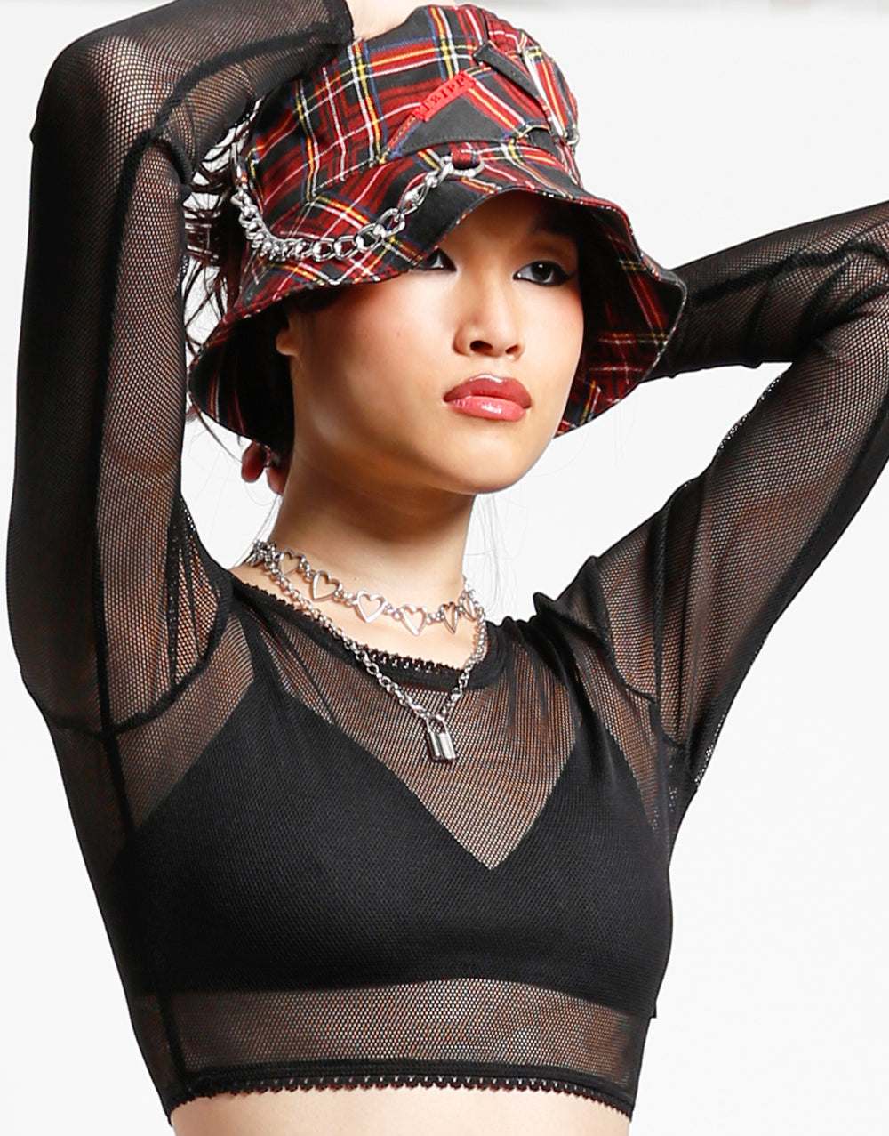 BONDAGE BUCKET HAT BLACK PLAID