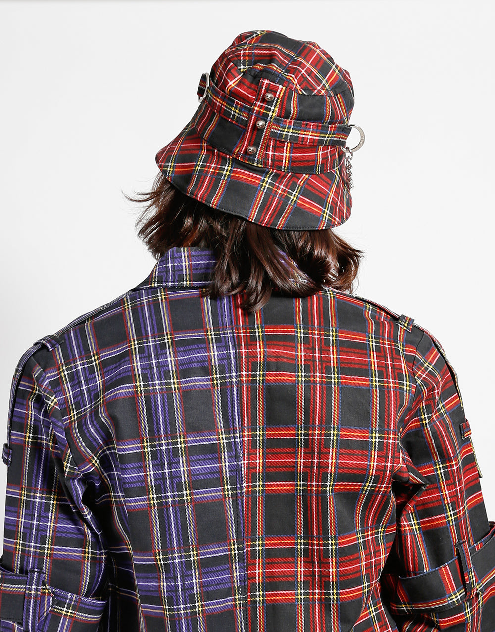 BONDAGE BUCKET HAT BLACK PLAID