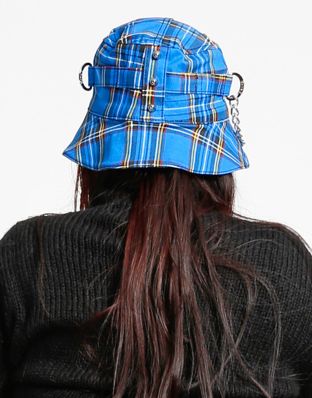 BONDAGE BUCKET HAT BLUE PLAID