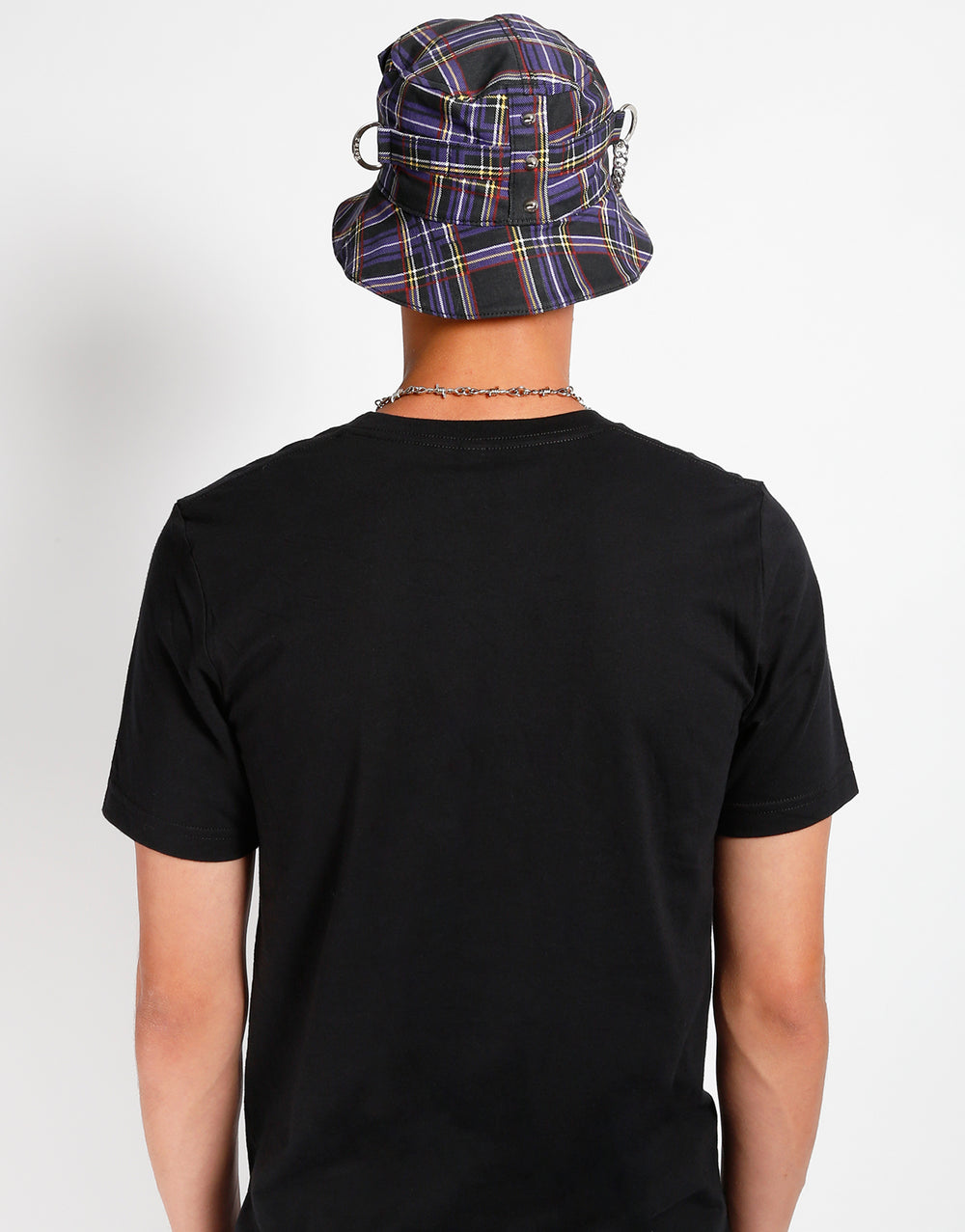 BONDAGE BUCKET HAT PURPLE PLAID