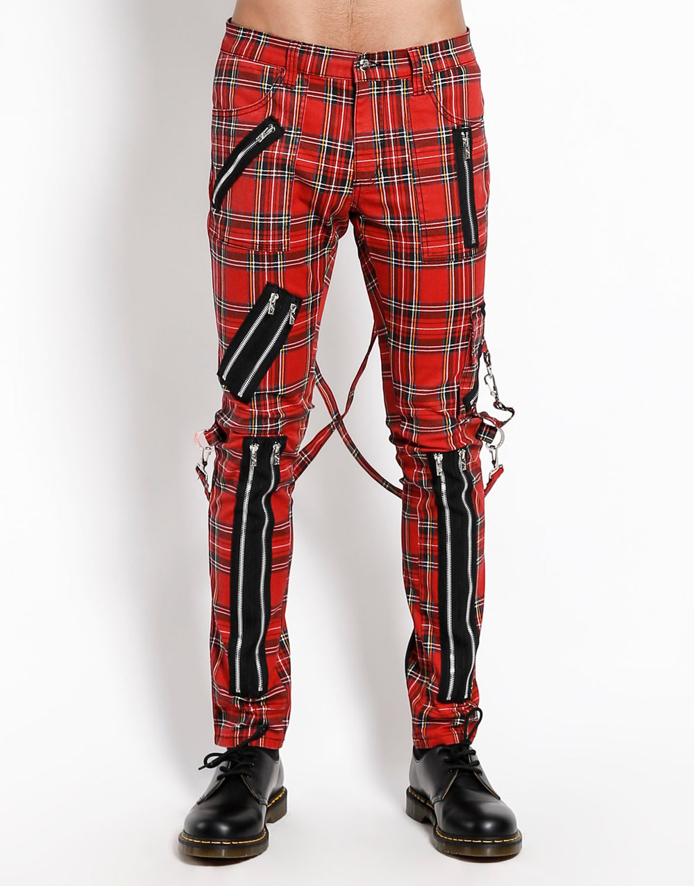 CLASSIC SLIM LEG BONDAGE PANT RED PLAID