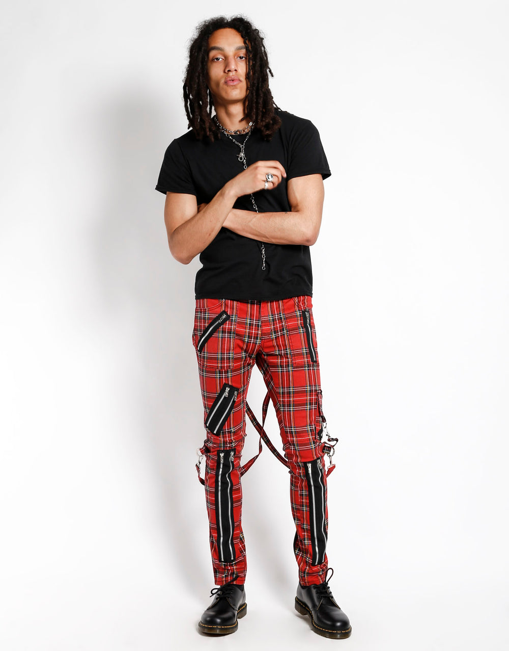 CLASSIC SLIM LEG BONDAGE PANT RED PLAID