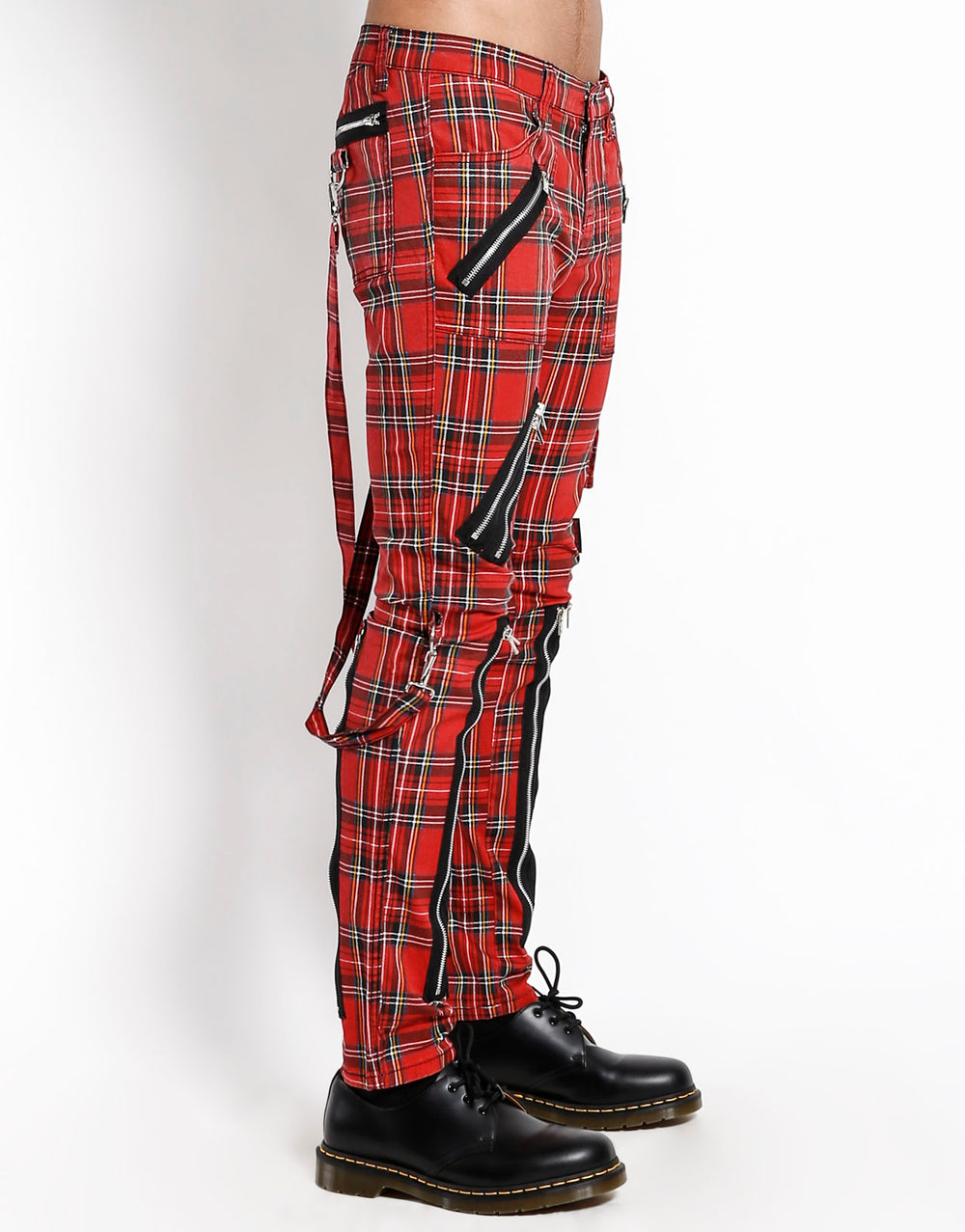 CLASSIC SLIM LEG BONDAGE PANT RED PLAID