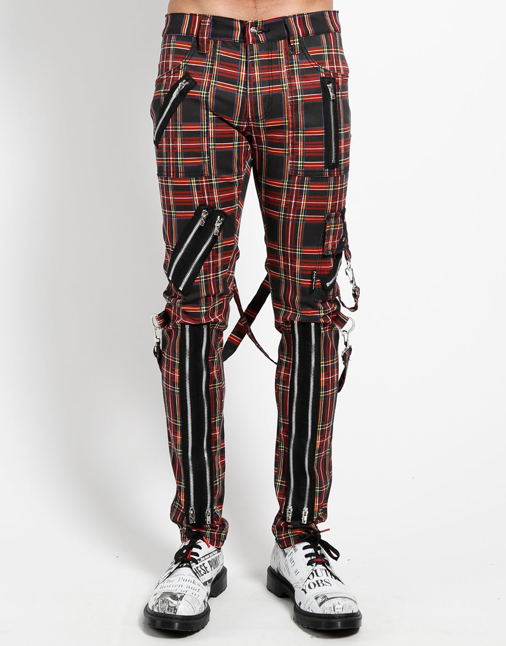 CLASSIC SLIM LEG BONDAGE PANT BLACK PLAID