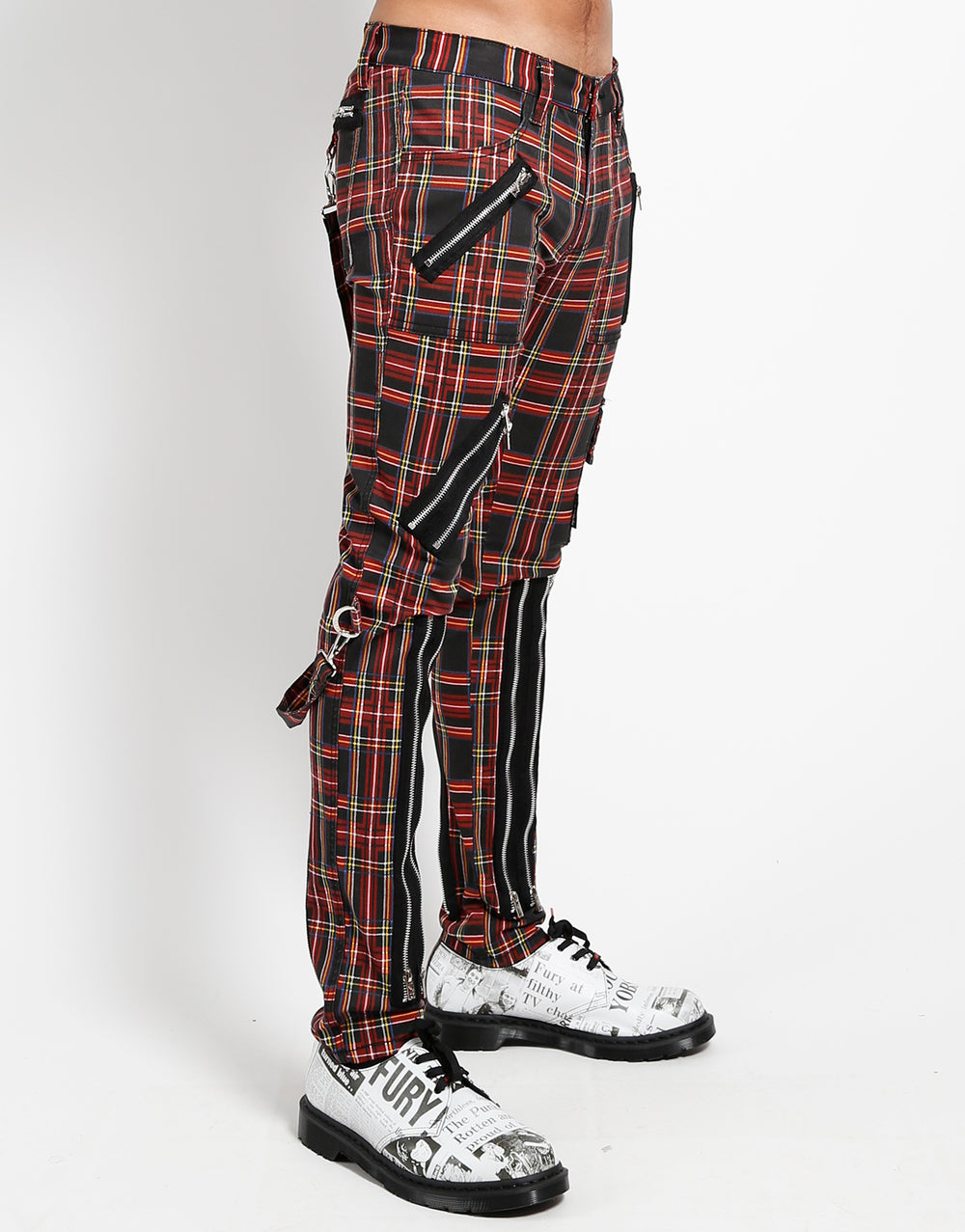 CLASSIC SLIM LEG BONDAGE PANT BLACK PLAID