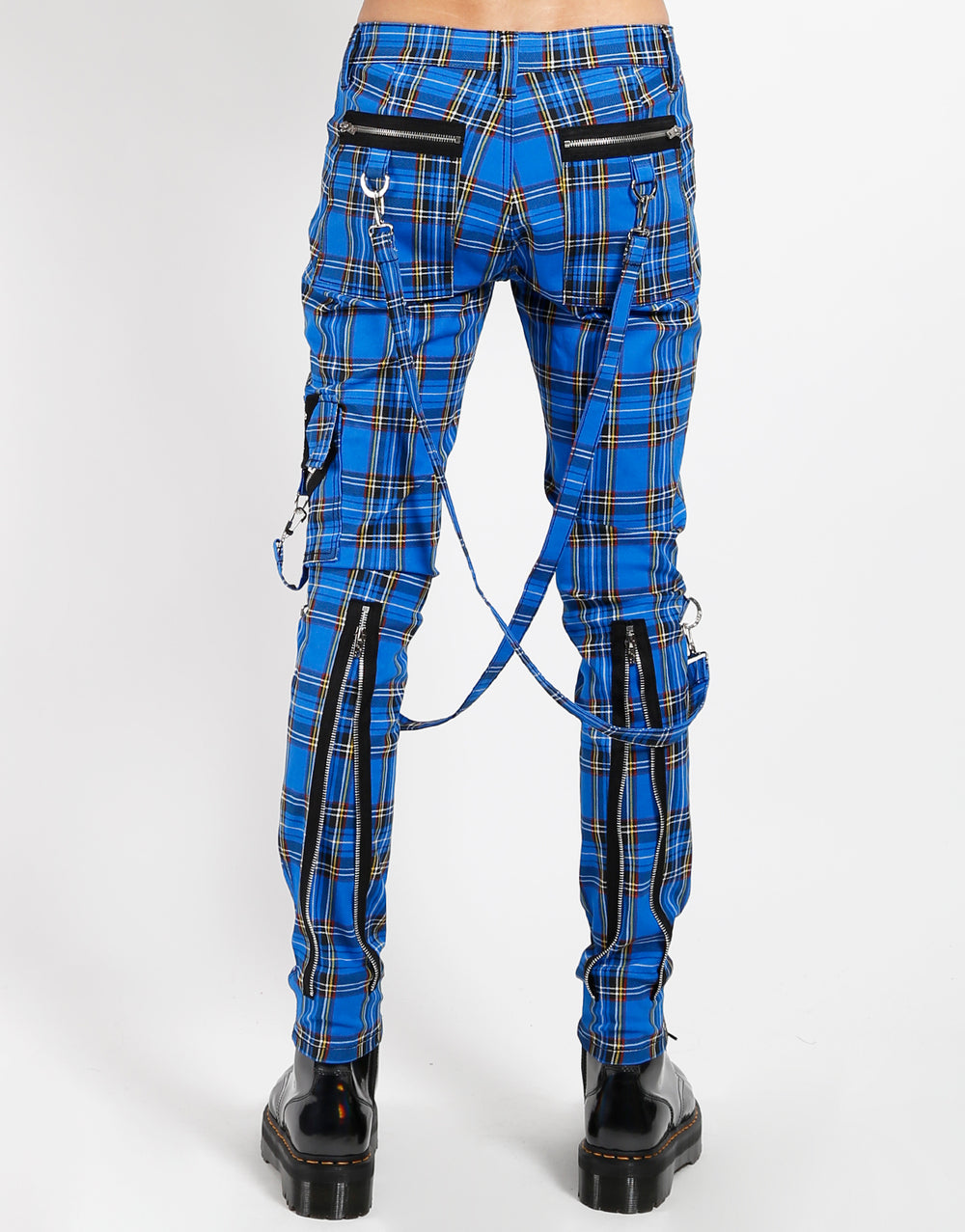 CLASSIC SLIM LEG BONDAGE PANT BLUE PLAID