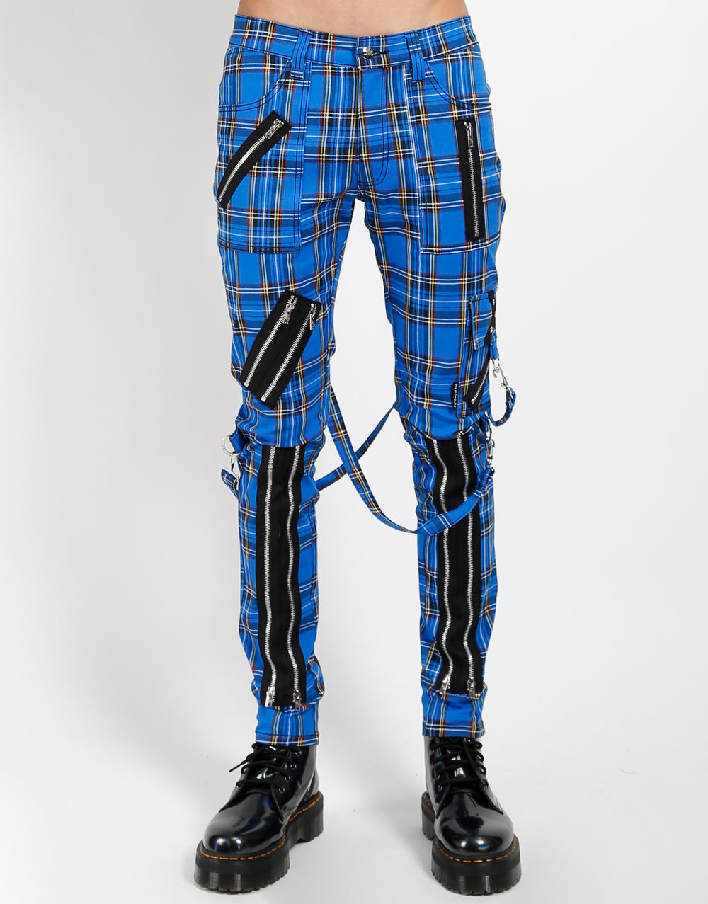 CLASSIC SLIM LEG BONDAGE PANT BLUE PLAID