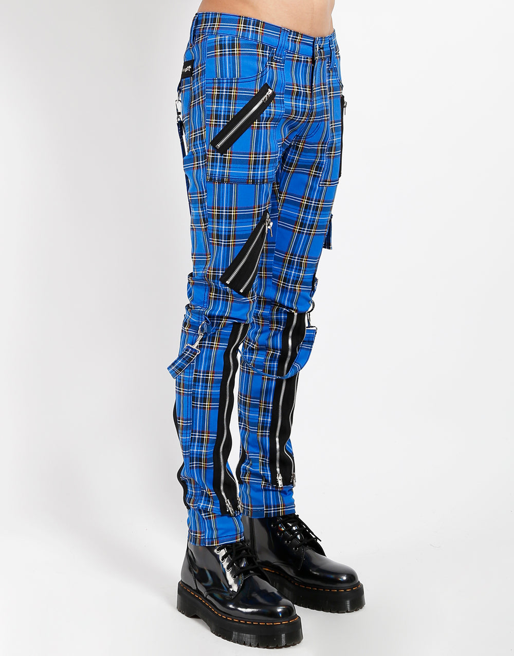 CLASSIC SLIM LEG BONDAGE PANT BLUE PLAID