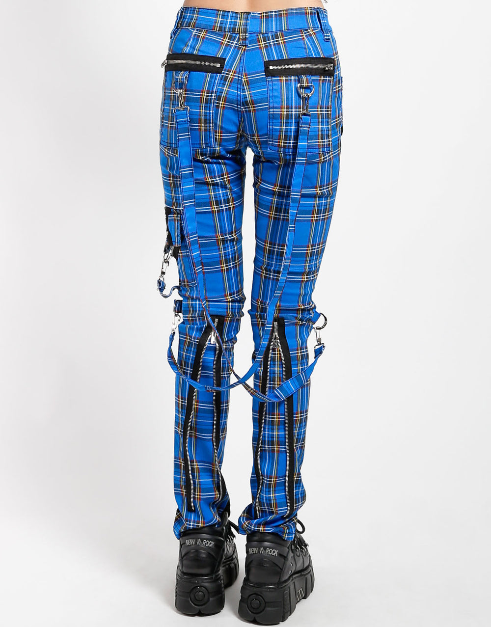CLASSIC SLIM LEG BONDAGE PANT BLUE PLAID