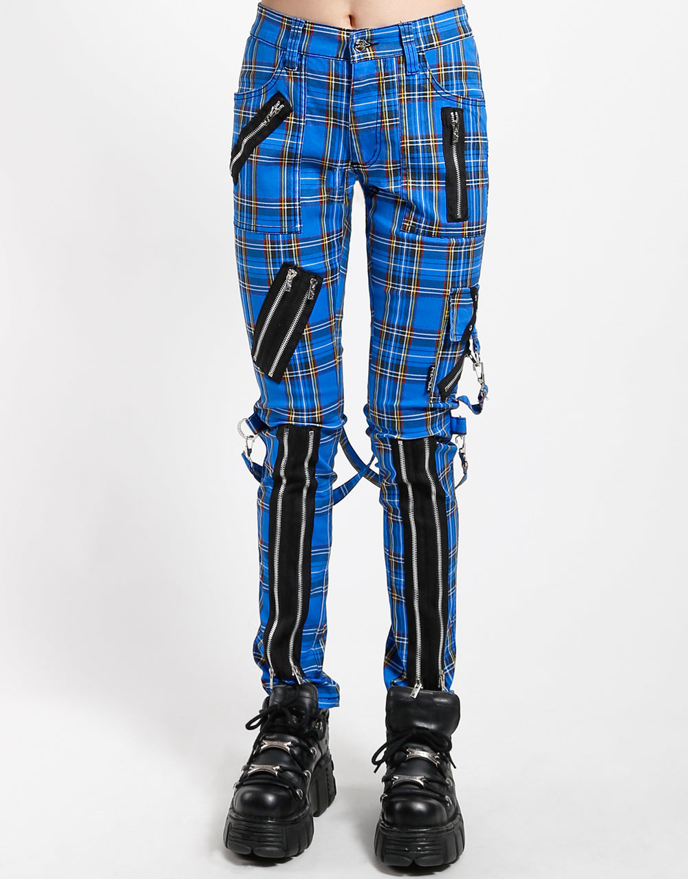 CLASSIC SLIM LEG BONDAGE PANT BLUE PLAID