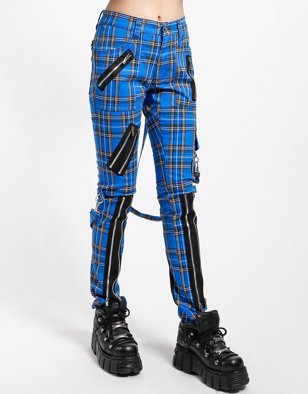 CLASSIC SLIM LEG BONDAGE PANT BLUE PLAID