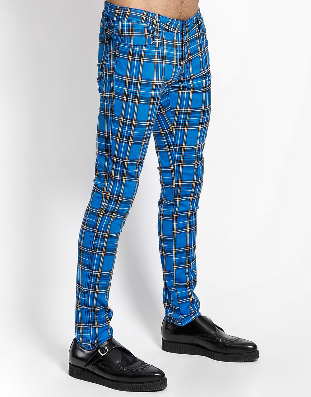 ROCKER JEAN ROYAL BLUE PLAID