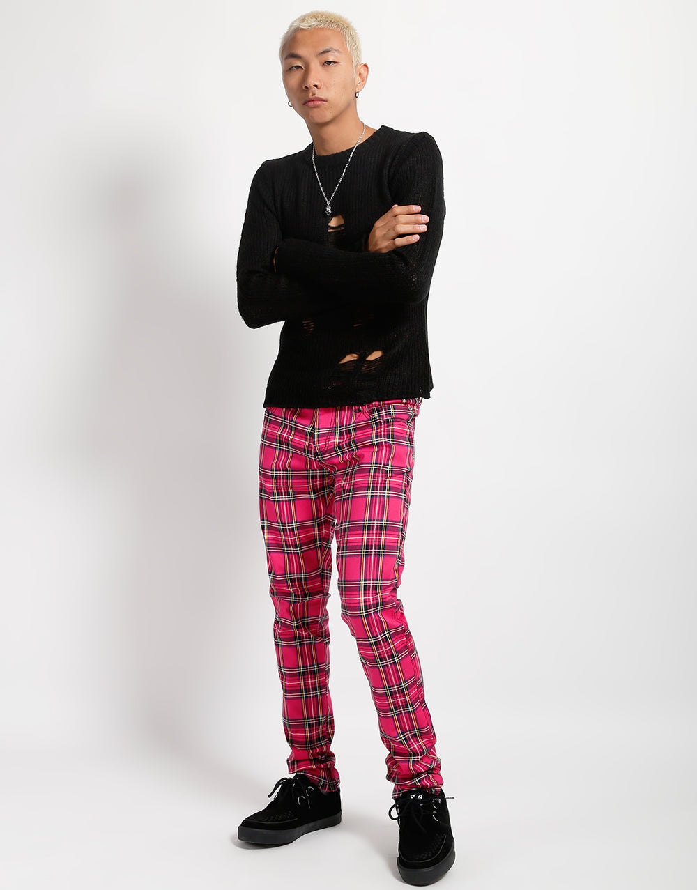 ROCKER JEAN PINK PLAID