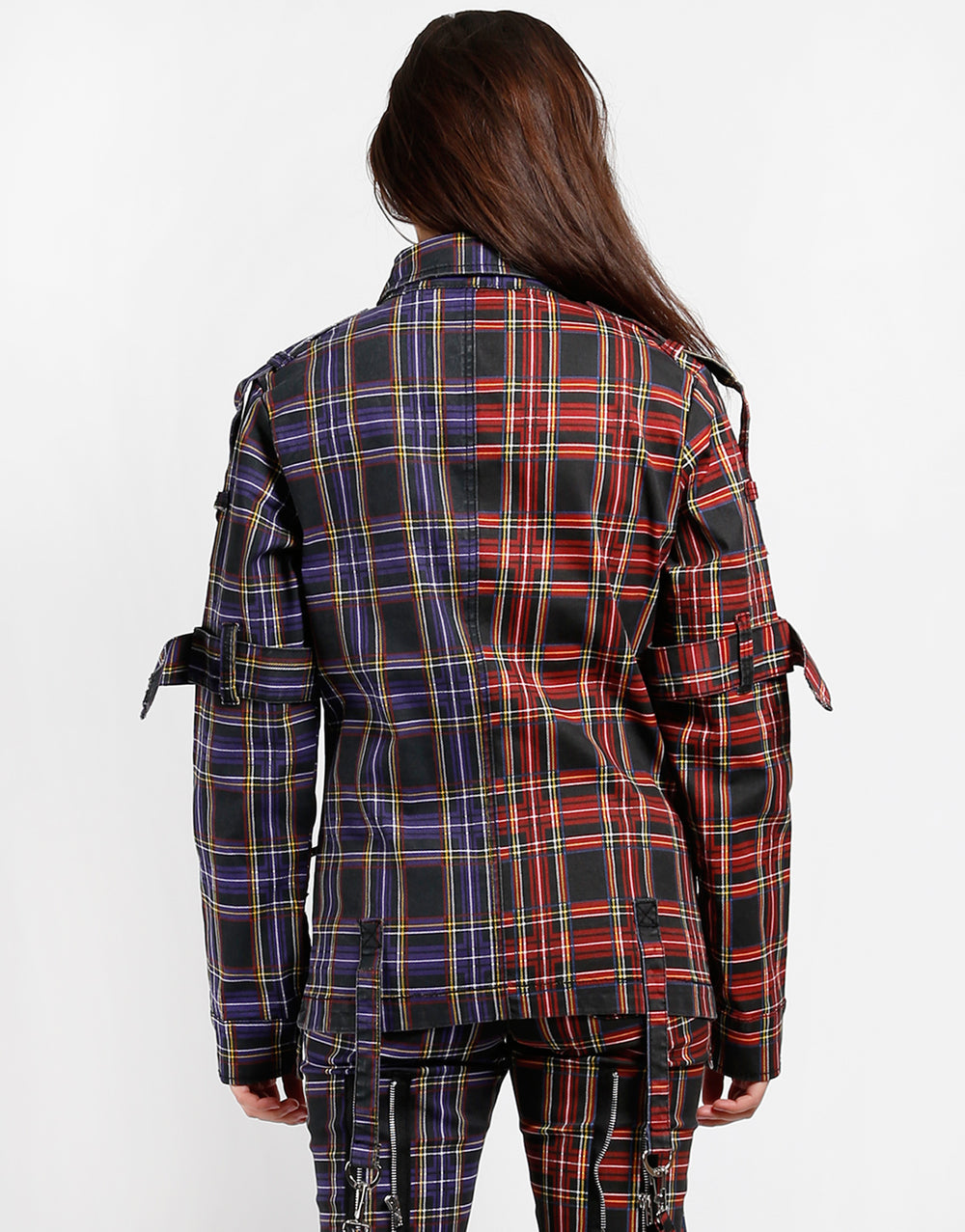 SPLIT PUNK JACKET BLACK/PURPLE PLAID