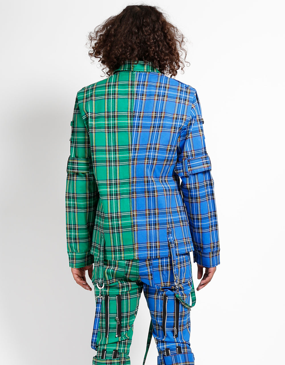 SPLIT PUNK JACKET BLUE/GREEN PLAID