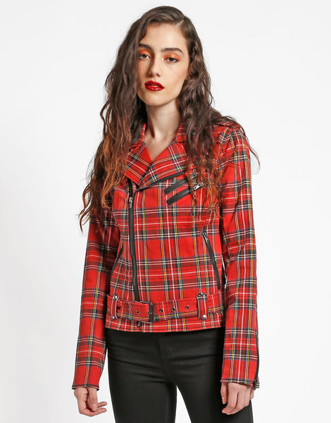 Tripp Nyc plaid moto jacket size Large popular (NWT)