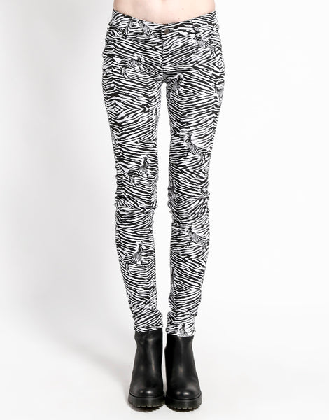 White Black Zebra Pattern Animal Print Skinny Jeggings by Paris – Threadapy