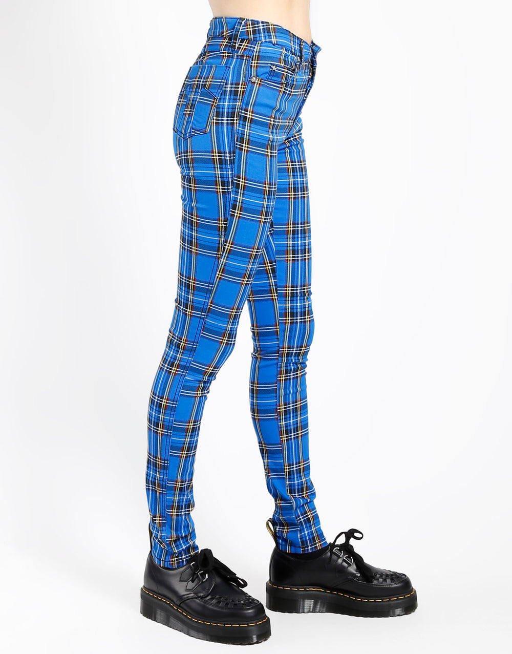 HIGH WAIST T-BACK JEAN ROYAL PLAID