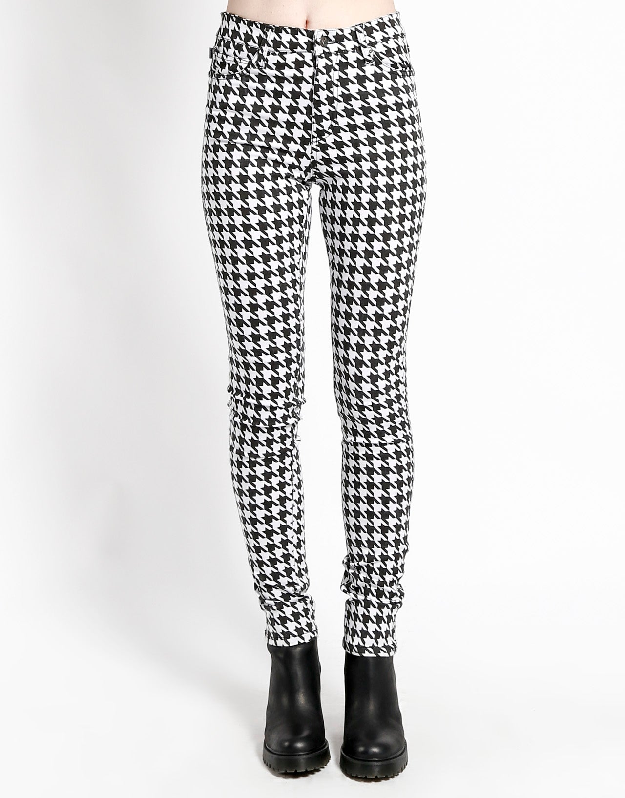HOUNDSTOOTH HIGH WAIST T-BACK JEAN