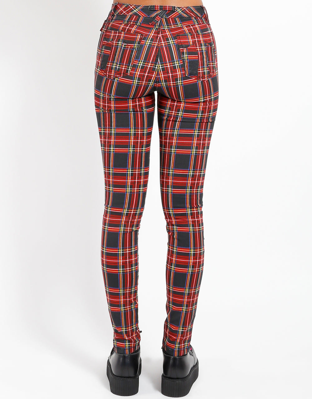 HIGH WAIST T-BACK JEAN BLACK PLAID