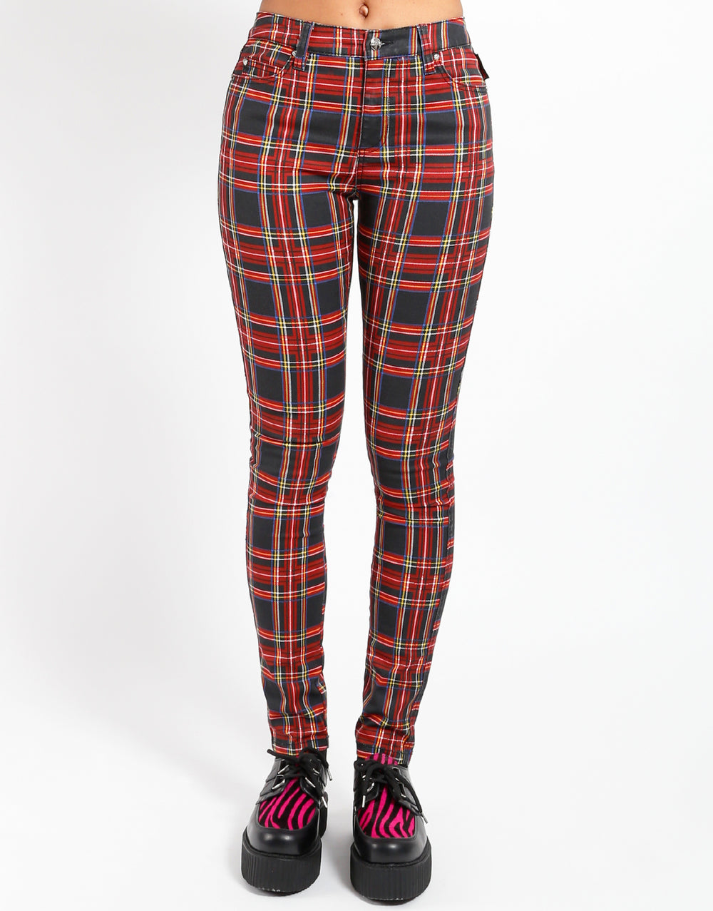 HIGH WAIST T-BACK JEAN BLACK PLAID