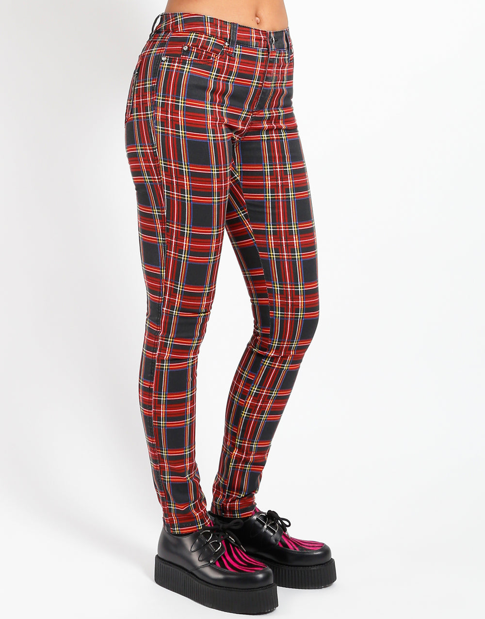 HIGH WAIST T-BACK JEAN BLACK PLAID