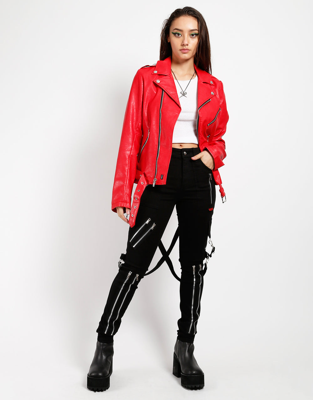 FAUX LEATHER CLASSIC RED MOTO