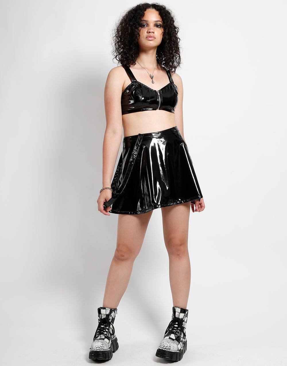 PVC VINYL SUSPENDER SKIRT