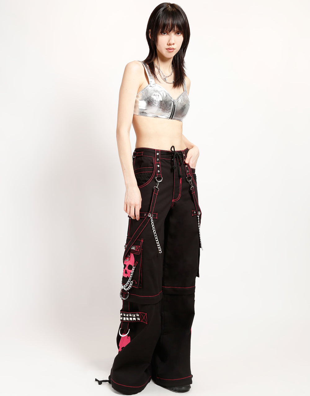 FAUX LEATHER METALLIC EXTRA CROP TOP