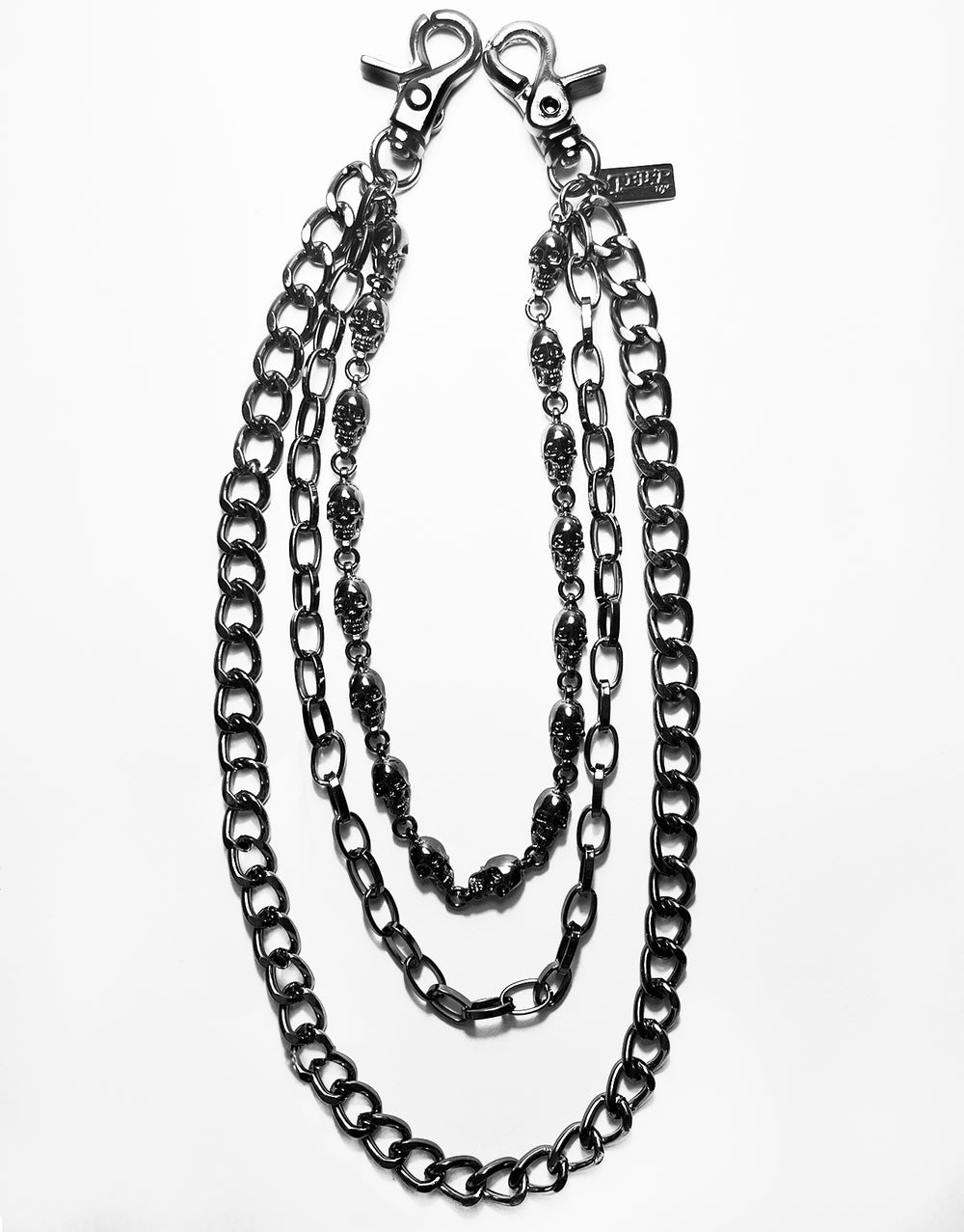 TRIPLE SKULL CHAIN BLACK