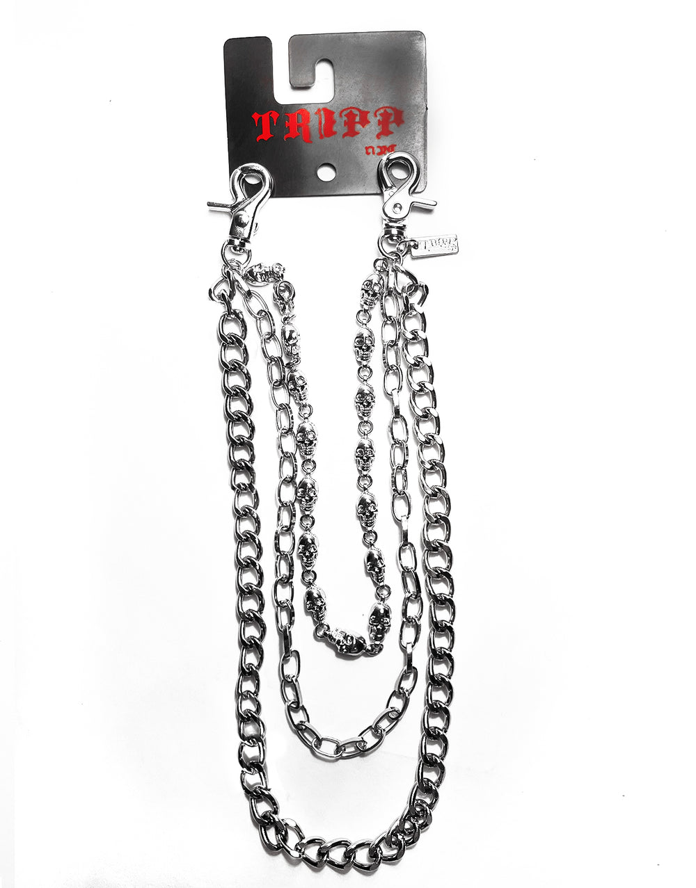 TRIPLE SKULL CHAIN SILVER