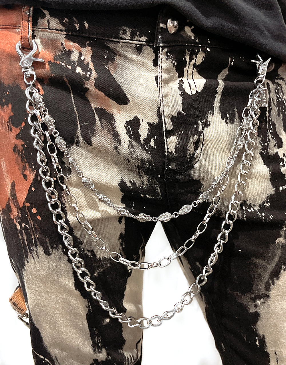 TRIPLE SKULL CHAIN SILVER