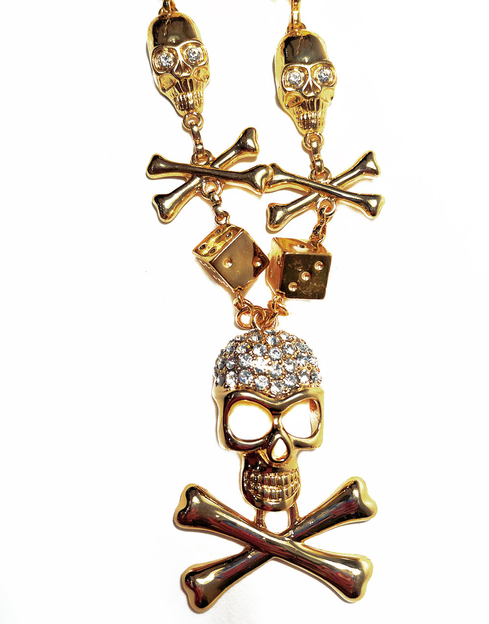 SKULL AND DICE CHAIN GOLD