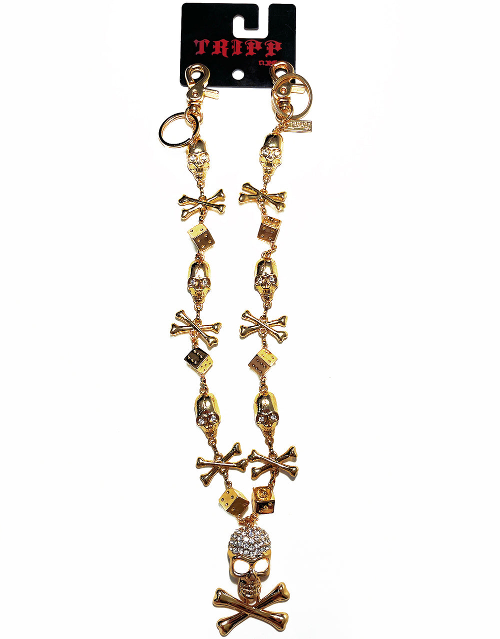 SKULL AND DICE CHAIN GOLD