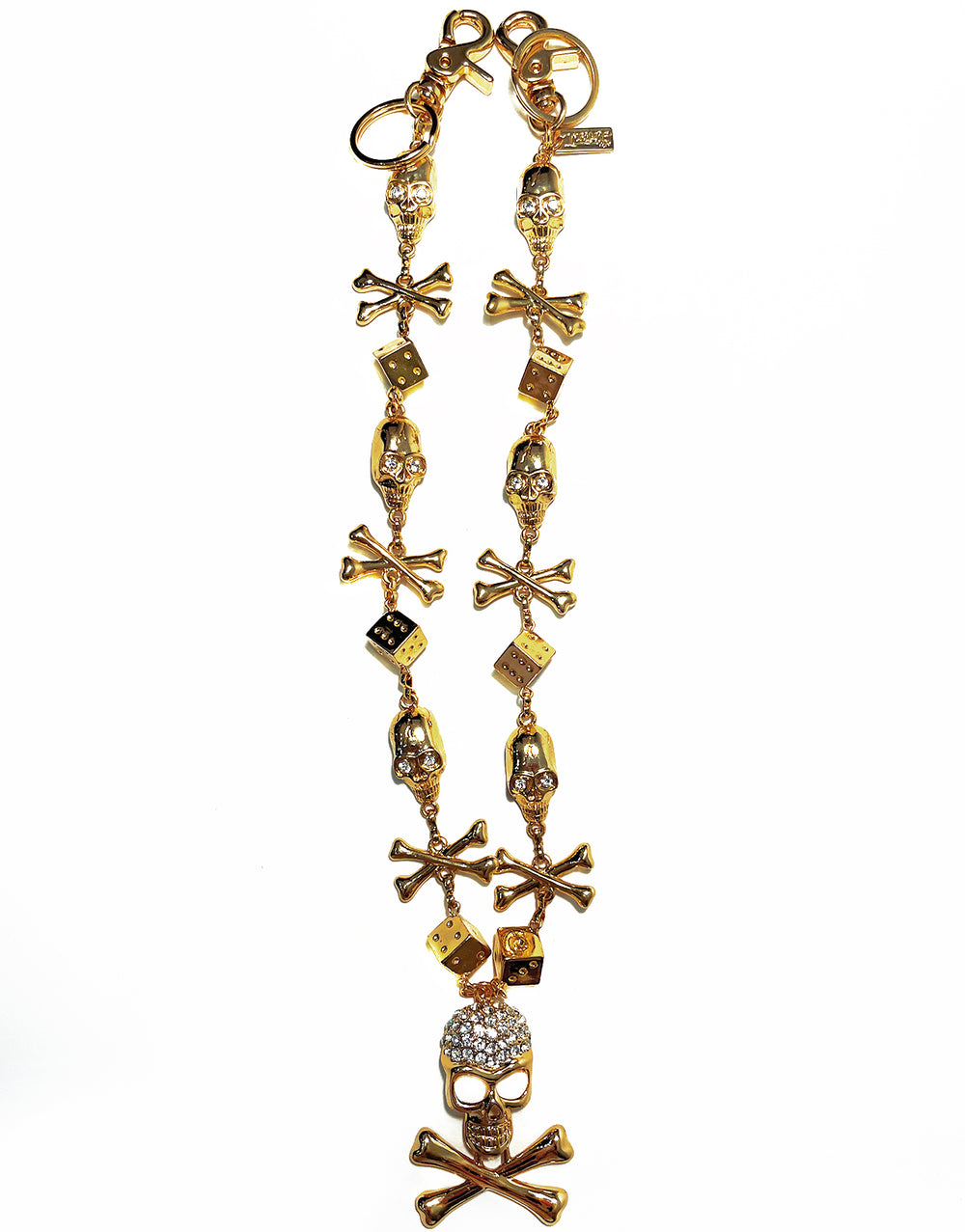 SKULL AND DICE CHAIN GOLD