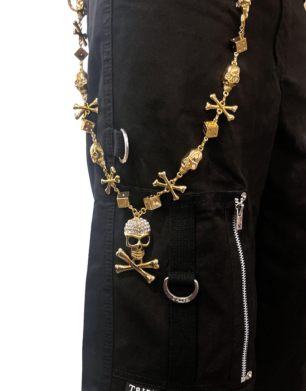 SKULL AND DICE CHAIN GOLD