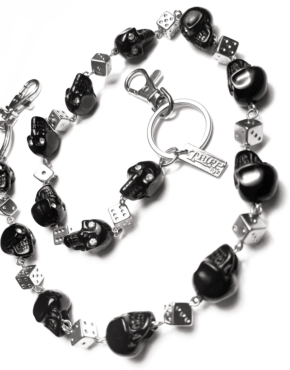 SKULL & DICE CHAIN BLACK/SILVER