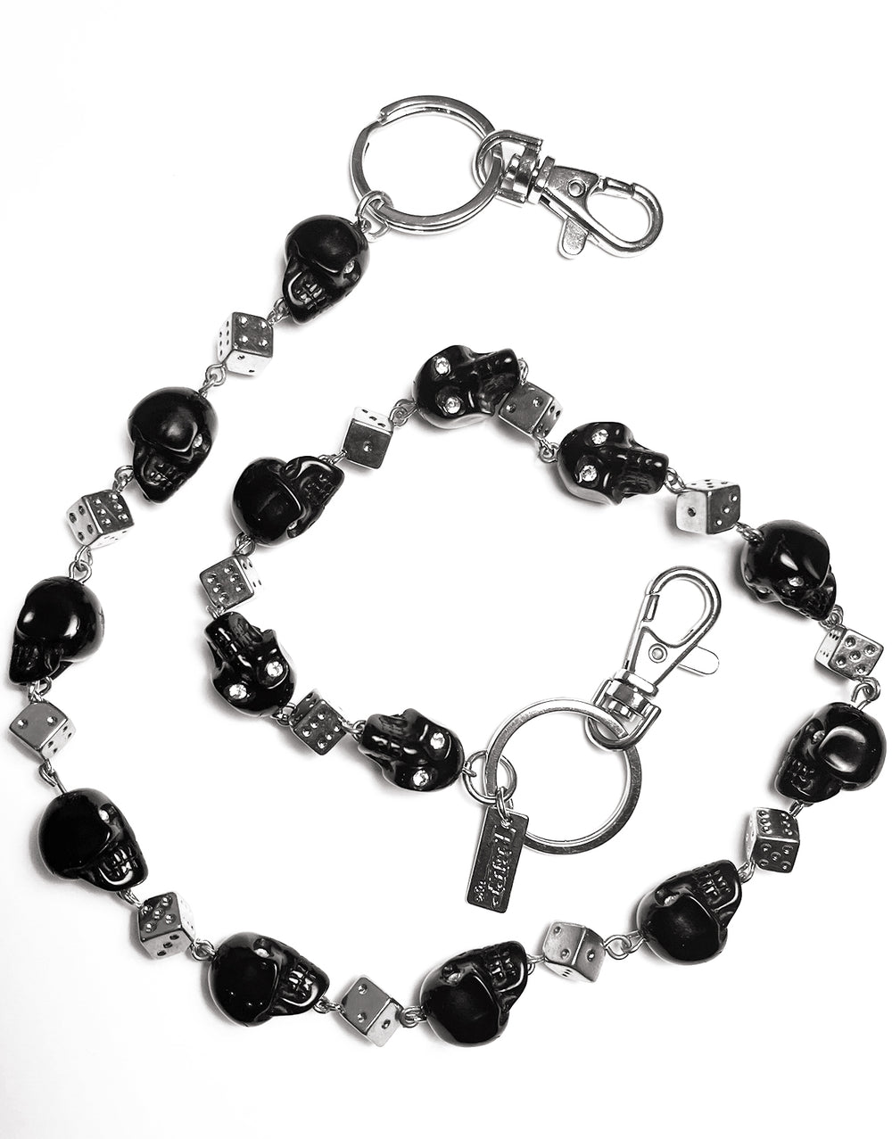 SKULL & DICE CHAIN BLACK/SILVER