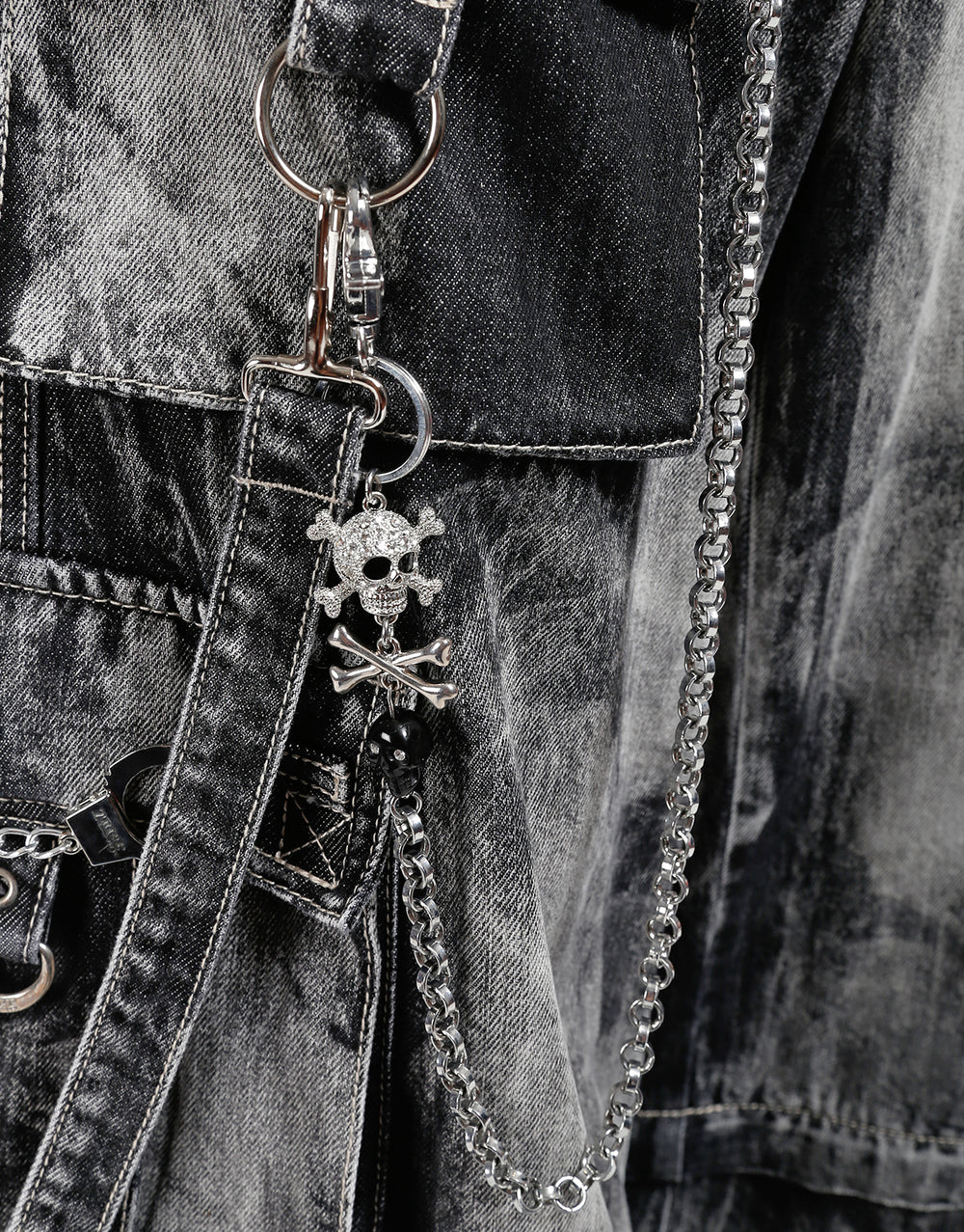 SKULL BALL AND CHAIN SILVER