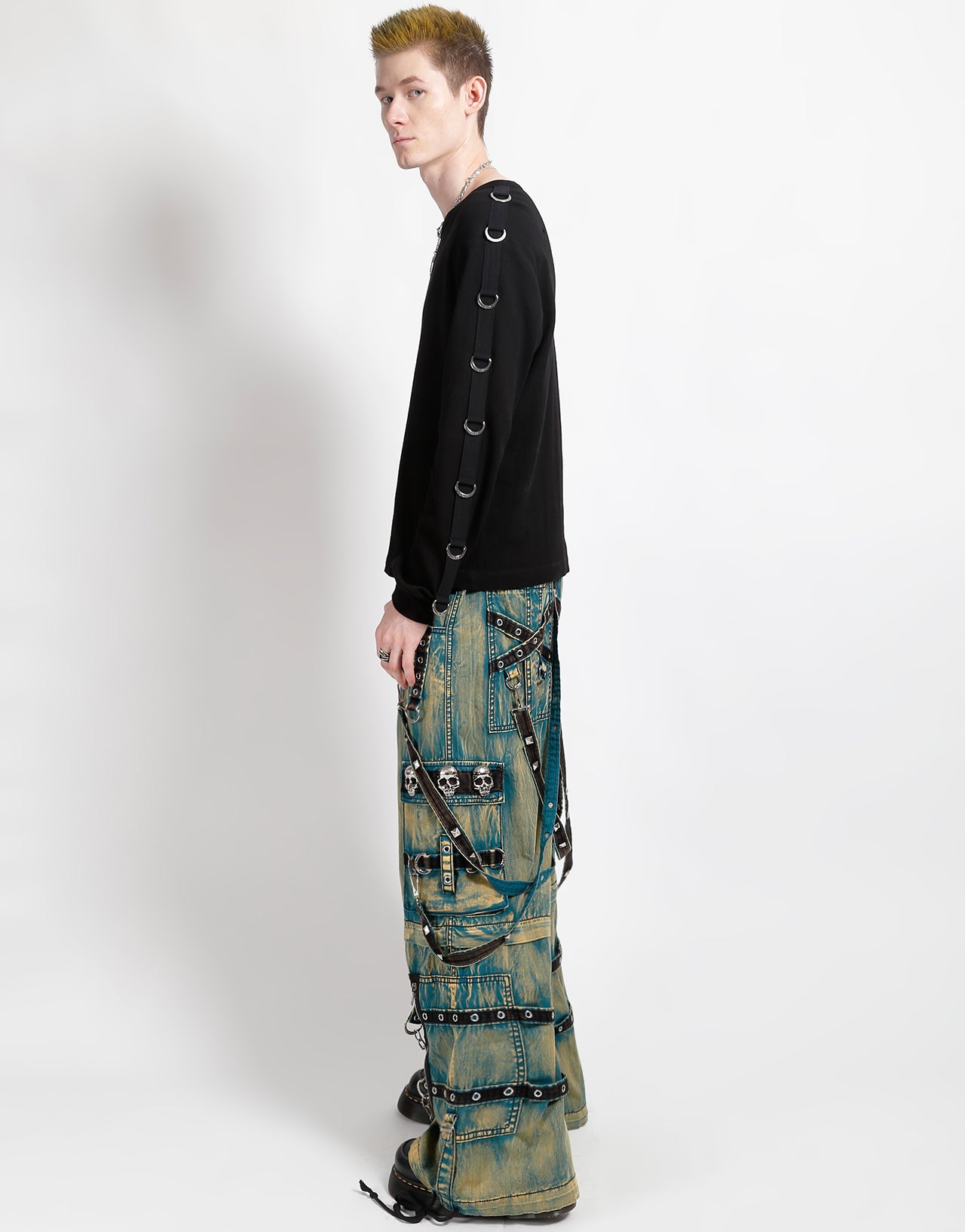 SKULL STUD PANT BLUE SKY WASH
