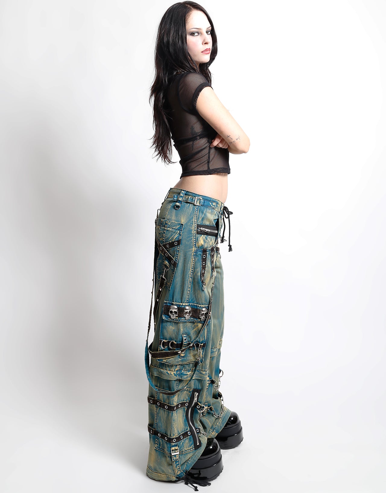 SKULL STUD PANT BLUE SKY WASH